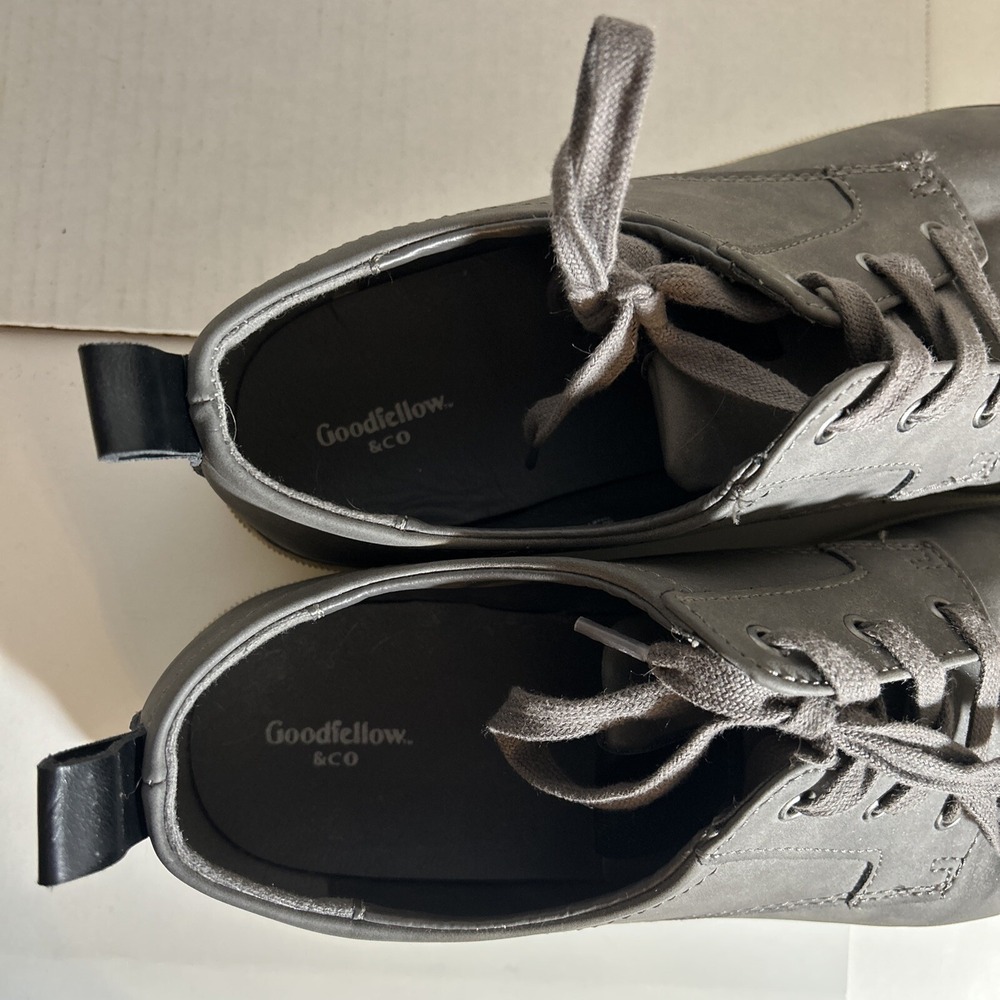 Goodfellow & Co Khalil Mens 11.5 Charcoal Gray Faux Leather Lace Up Loafer Shoes - Picture 12 of 13